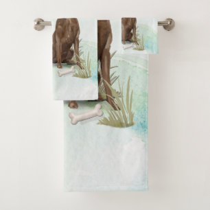 Custom Name Chocolate Lab Pet Dog Bath Towel Set