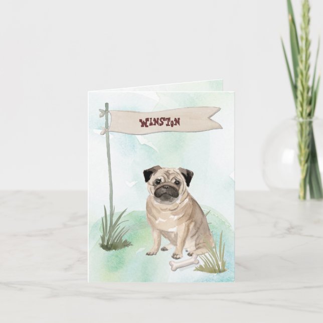 Custom Name Chocolate Lab Pet Dog Note Card (Front)