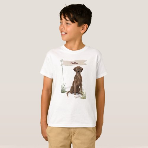 Custom Name Chocolate Lab Pet Dog T_Shirt