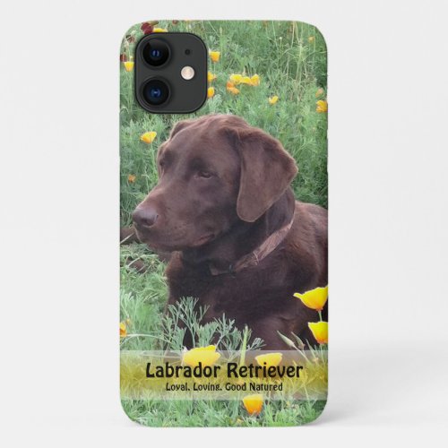 Custom Name Chocolate Lab Poppy Patch Photo iPhone 11 Case