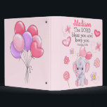 Custom Name Christian Blessing Scripture Binder<br><div class="desc">Customizable name and text pastel pink binder with a cute pink elephant,  butterflies,  flowers,  and hearts,  with a blessing scripture "The Lord bless you and keep you."</div>