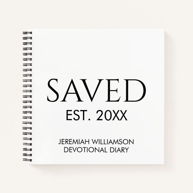 Custom Name Christian Saved Est Devotional  Notebook (Front)