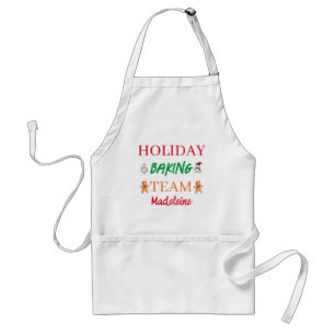 Custom Name Christmas art Holiday Baking Team Adult Apron