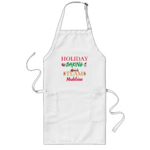 Custom Name Christmas art Holiday Baking Team Long Apron