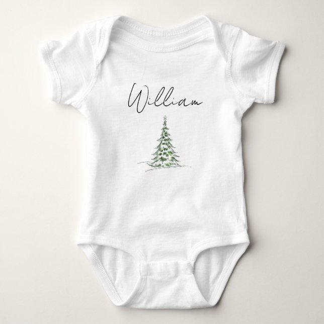 Custom Name Christmas Baby Romper 1st Xmas William (Front)