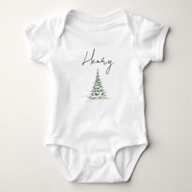 Custom Name Christmas Baby Romper First Xmas Henry (Front)
