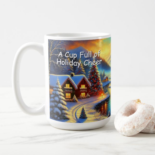 Custom Name Christmas Cabin Mug  (With Donut)