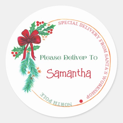 Custom Name Christmas  Classic Round Sticker