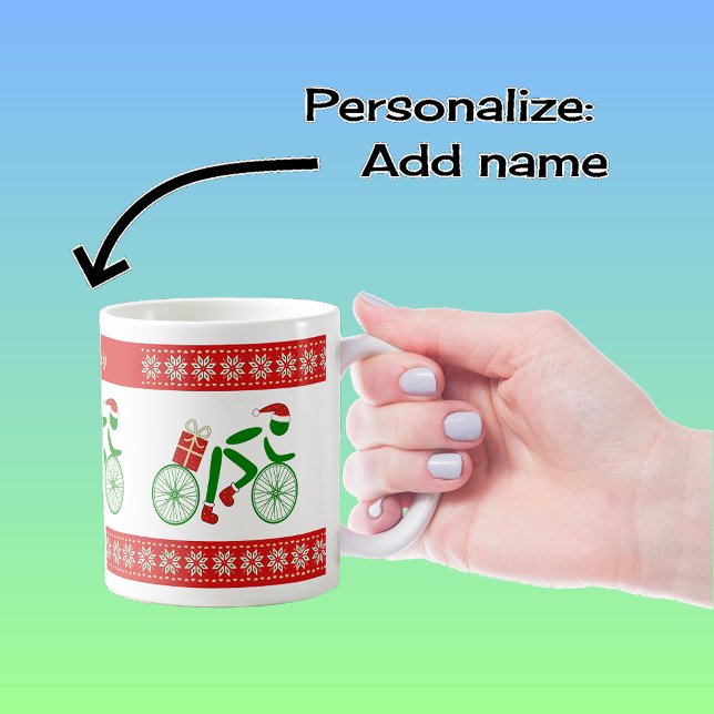 Custom name christmas cyclists coffee mug (Creator Uploaded)