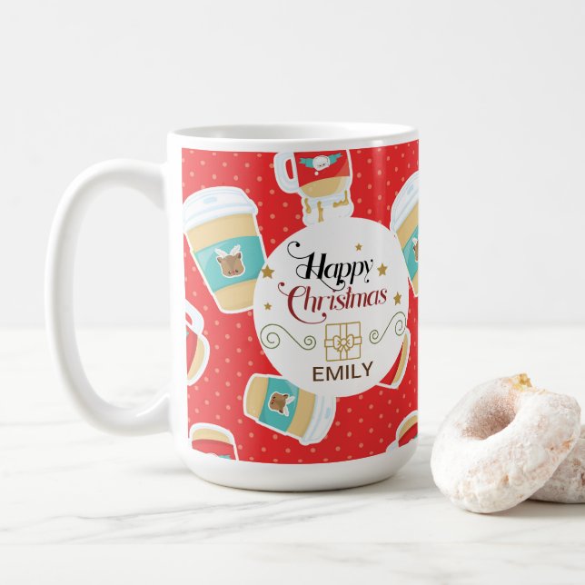 Custom Name Christmas Gift Mugs (With Donut)