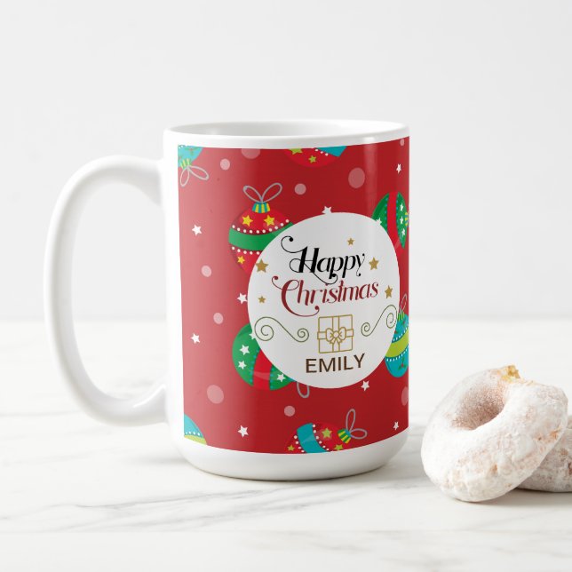 Custom Name Christmas Gift Mugs - Bells (With Donut)