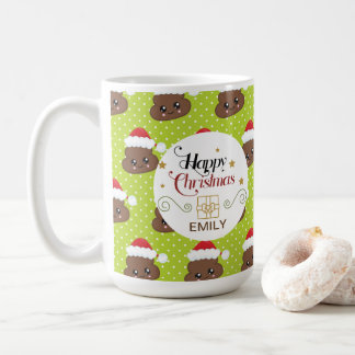 Custom Name Christmas Gift Mugs - Poo Emoji