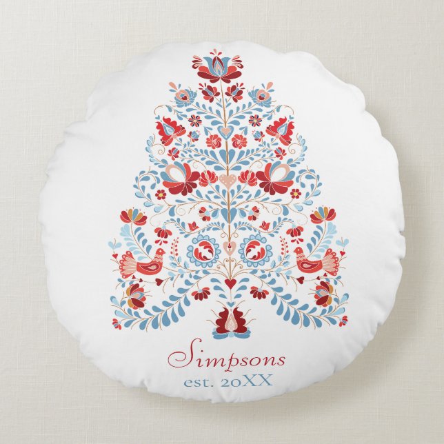 Custom  Name Christmas Home Decor Round Pillow (Front)