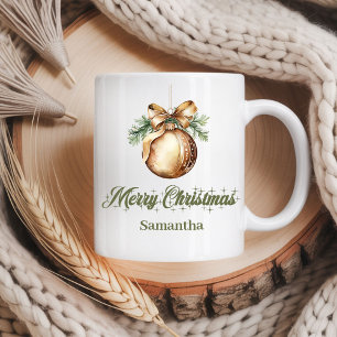 Custom Name Christmas Mug Earthy Neutral Style