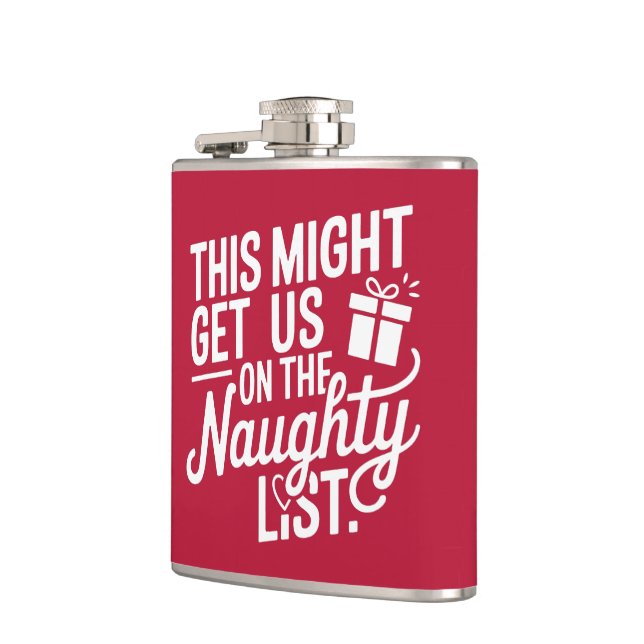 Custom Name Christmas Naughty List Flask (Left)