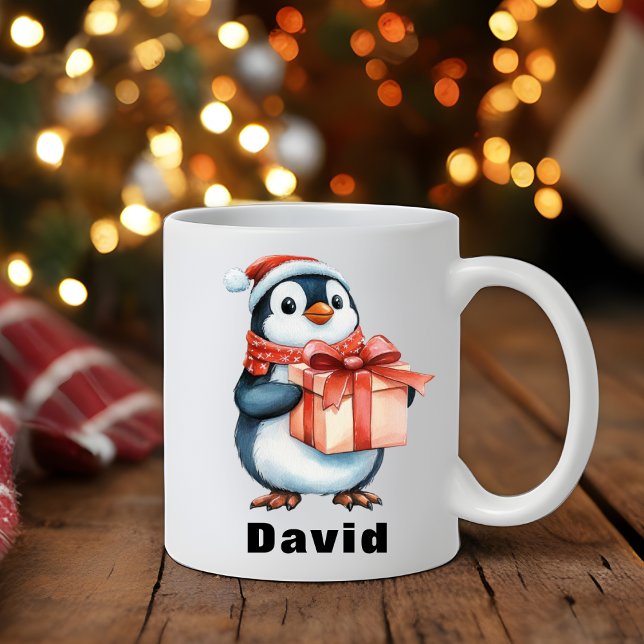 Custom Name Christmas Penguin Gift Coffee Mug (Custom Name Christmas Penguin Gift Coffee Mug)