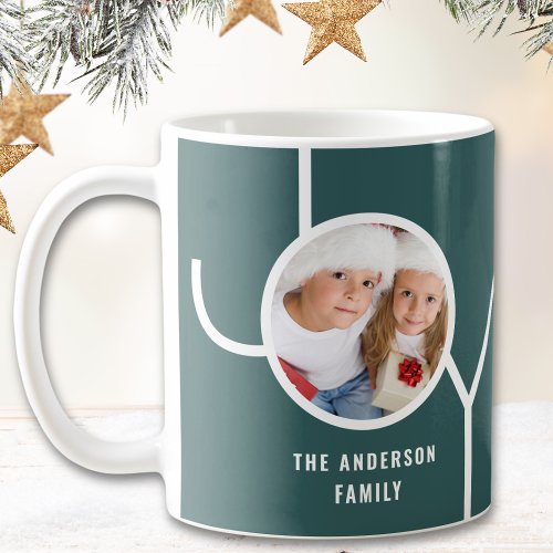 Custom Name Christmas Photo Green Coffee Mug