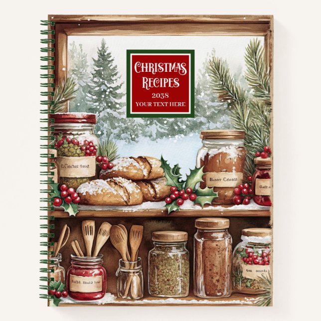 Custom Name Christmas Recipe Notebook For Gift (Front)