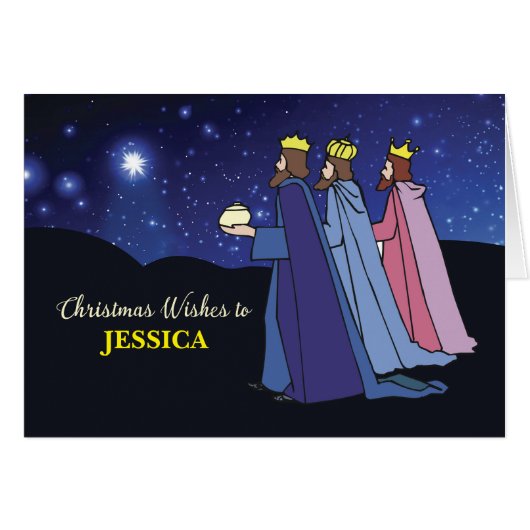 Custom Name Christmas Wishes Three Kings at Night (Front Horizontal)