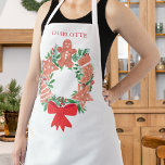 Custom Name Christmas Wreath Apron<br><div class="desc">This cute and charming Christmas apron is decorated with a watercolor festive wreath of Christmas cookies.
Easily customizable.
Use the Design Tool to change the text size,  style,  or color.
As we create our artwork you won't find this exact image from other designers.
Original Watercolor © Michele Davies.</div>