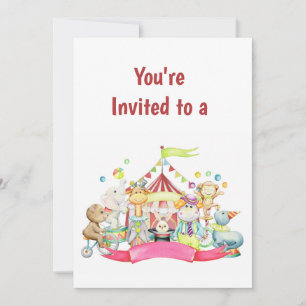 Custom Name Circus Birthday Party Invitation