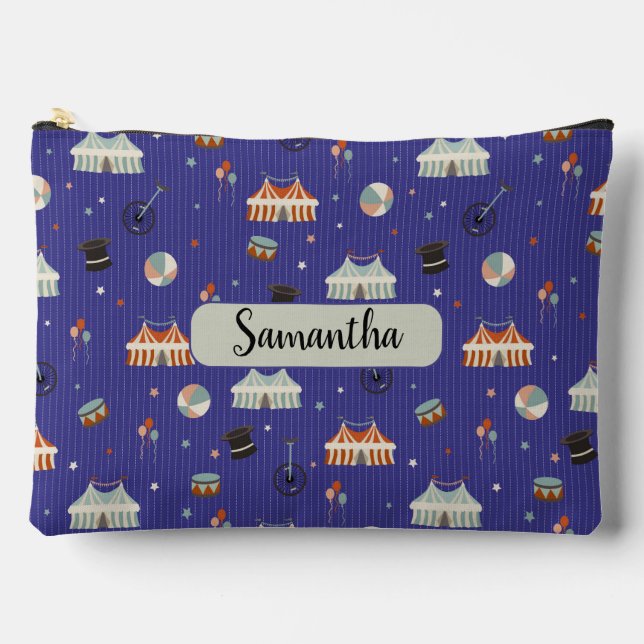 Custom name Circus fun pattern Accessory Pouch (Front)