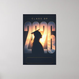 Custom Name Class of 2026 Graduation Art Canvas Print