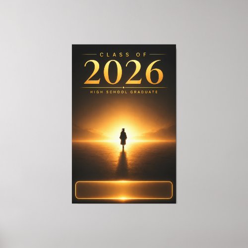 Custom Name Class of 2026 Graduation Art Canvas Print
