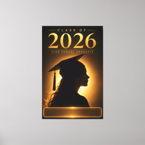 Custom Name Class of 2026 Graduation Art Canvas Print