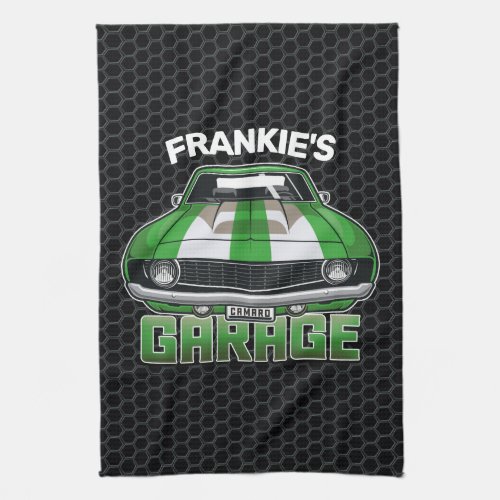 Custom NAME Classic American Muscle Car Garage Kitchen Towel