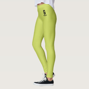 Custom Name Classic Apple Green Black Fun Monogram Leggings
