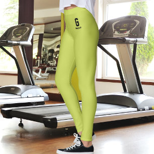 Custom Name Classic Apple Green Black Fun Monogram Leggings