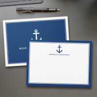 Custom Name Classic Boat Anchor Nautical Navy Blue