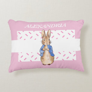 Custom Name Classic bunny in blue Accent Pillow