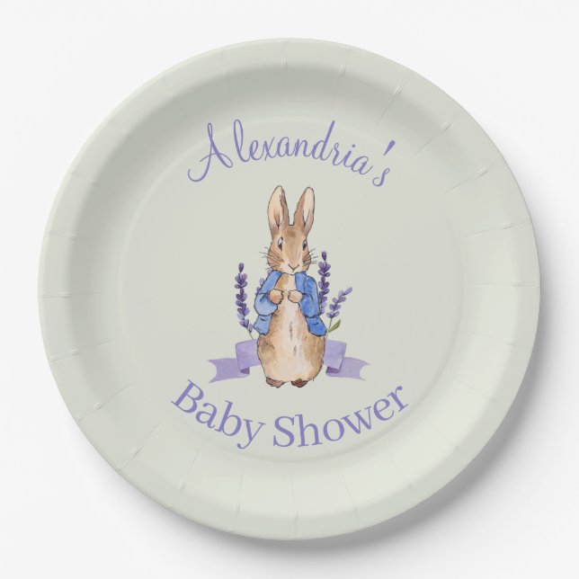 Custom name Classic bunny Paper Plates (Front)