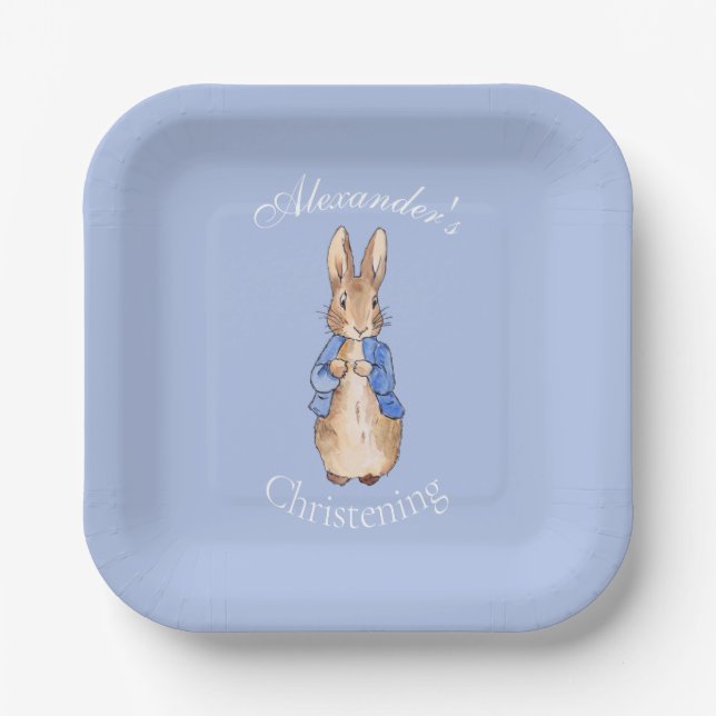 Custom Name Classic bunny rabbit Paper Plates (Front)