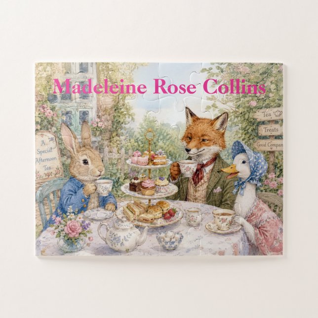 Custom Name Classic Rabbit Fox & Duck  Jigsaw Puzzle (Horizontal)