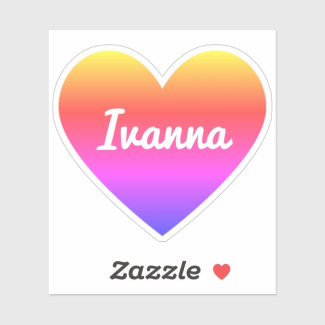 Custom Name Classic Rainbow Ombre Gradient Heart  Sticker (Sheet)