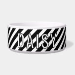 Custom Name Classic White Black Stripe Pattern Bowl<br><div class="desc">Bring timeless style to your table with this classic white and black stripe pattern bowl, personalized with a custom name. Clean lines and bold contrast create a modern yet elegant look. Durable and versatile, it’s perfect for everyday meals or decorative display, making a thoughtful gift that blends simplicity with personal...</div>