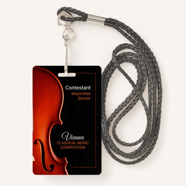 Custom Name Classical Music Competition EventBadge Badge (Front with Lanyard)