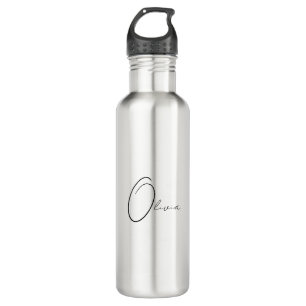 Custom Name Classy Simple Elegant Monogram Stainless Steel Water Bottle