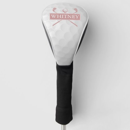 Custom Name Clubs And Ball Dusty Rose Golf Head Cover