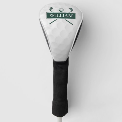 Custom Name Clubs And Ball Emerald Green Golf Head Cover