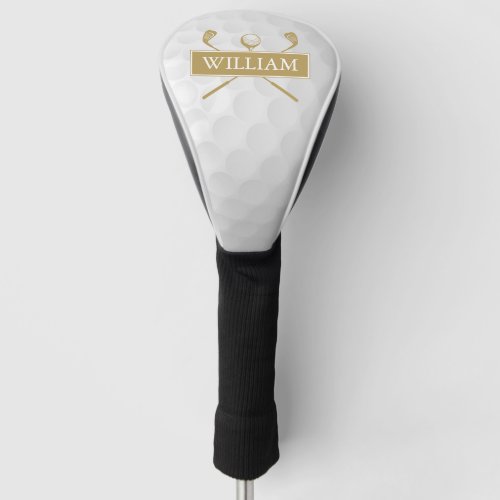 Custom Name Clubs And Ball Gold and White Golf Head Cover