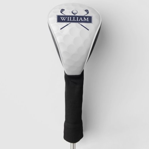 Custom Name Clubs And Ball Navy Blue Golf Head Cover