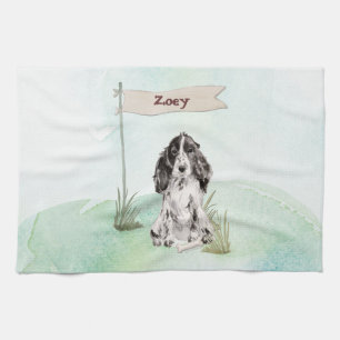 Custom Name Cocker Spaniel Pet Dog Kitchen Towel