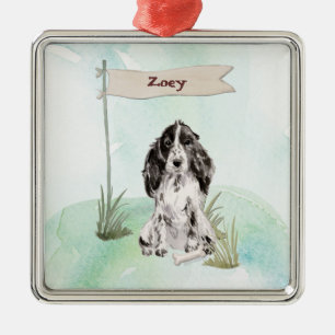 Custom Name Cocker Spaniel Pet Dog Metal Ornament