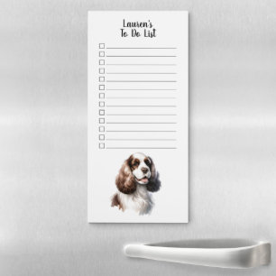 Custom Name Cocker Spaniel Watercolor To Do List Magnetic Notepad
