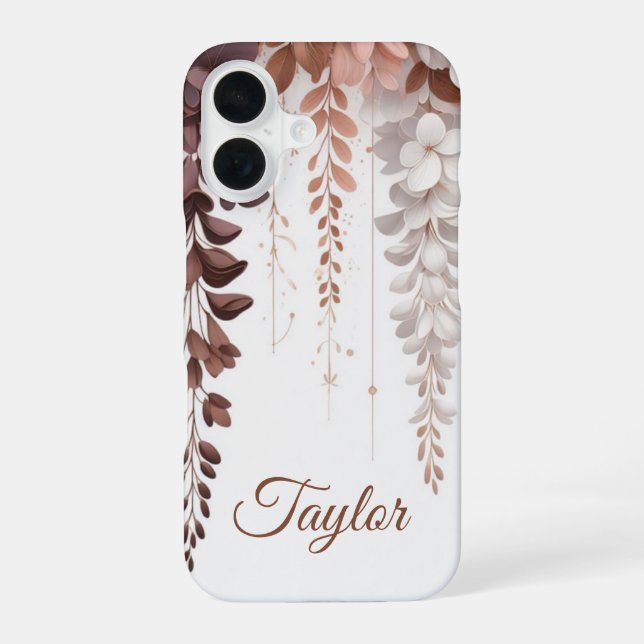 Custom Name Cocoa Rose Wisteria Cascade iPhone Case (Back)