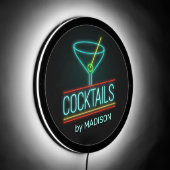 Custom Name Coctails LED Sign (Angle)